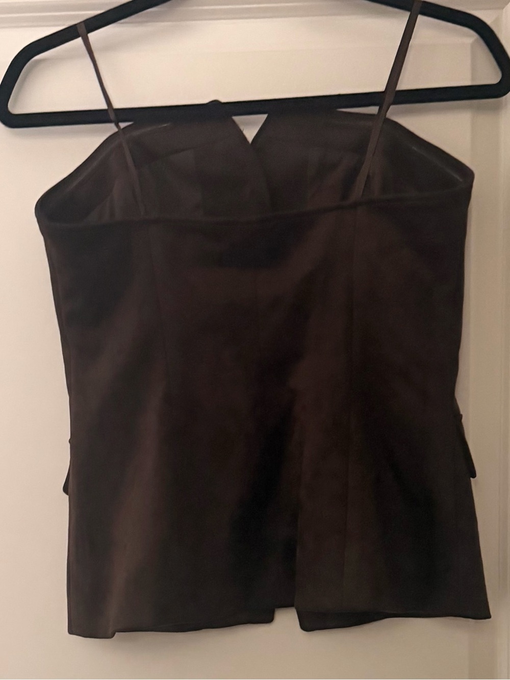 Rachel Zoe Brown Faux-Suede Sleeveless Blazer with Gold Buttons - Picture 8 of 9